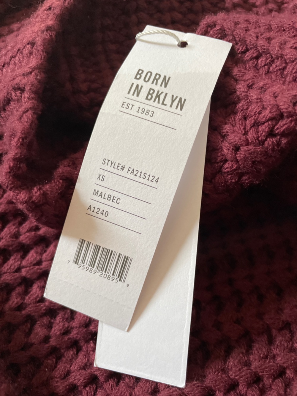 525 America | Oversized Shaker Knit Sweater Dress - Malbec Burgundy NEW w Tags - Picture 2 of 5